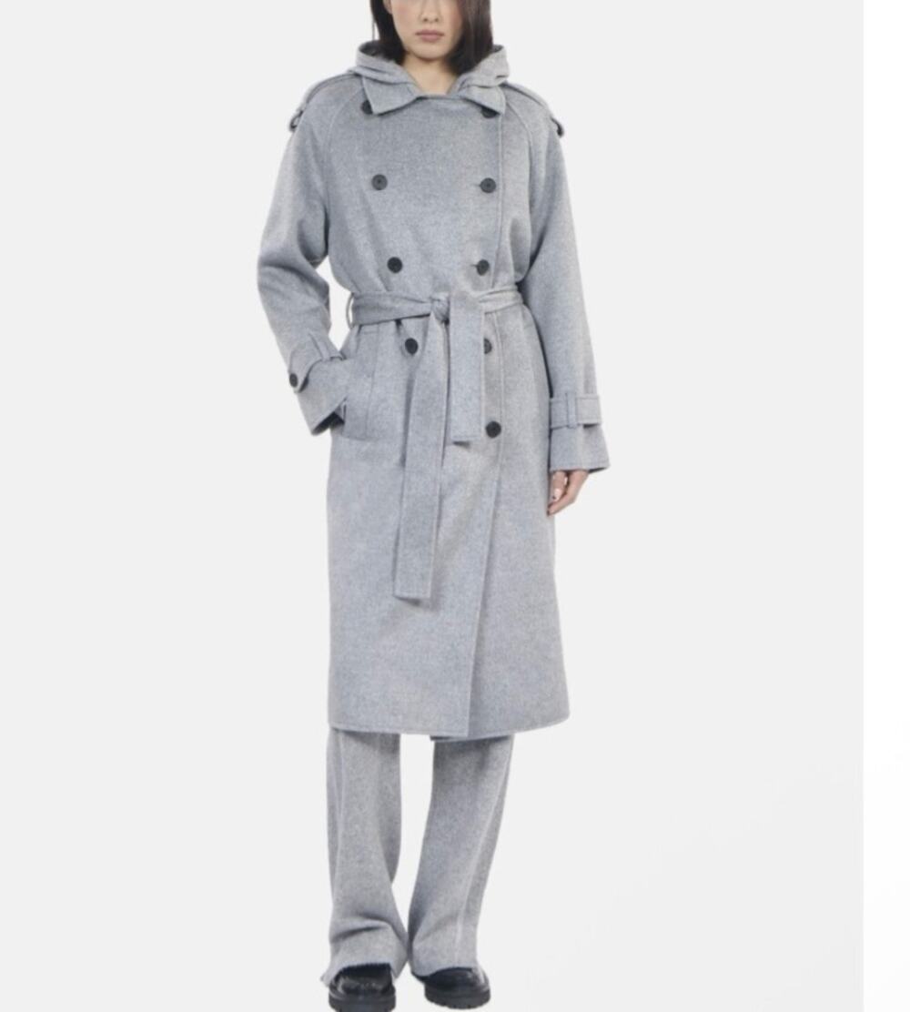 The Kooples wool blend belted gray coat size XL
